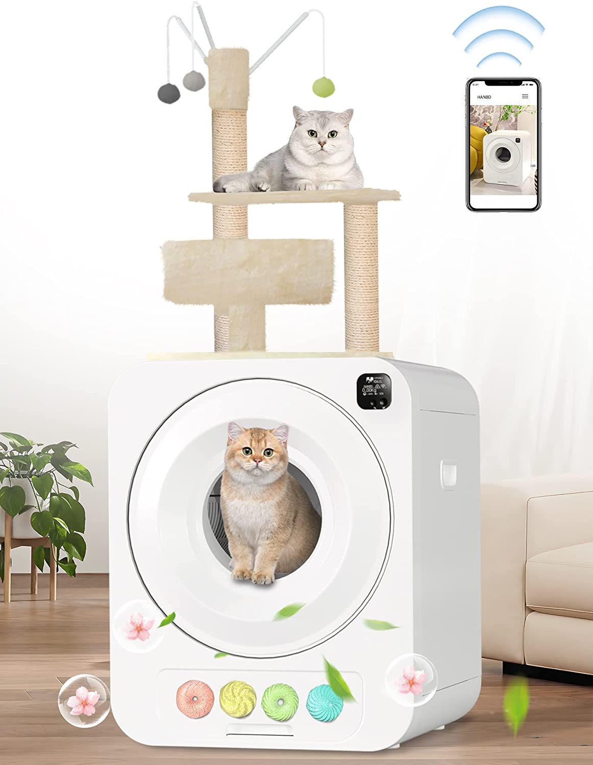 Self Cleaning Cat Litter Tray Automatic Cat Litter Box with App Contro –  Angol Shiold