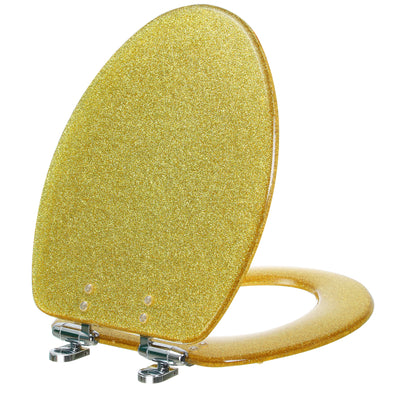 Gold Glitter Resin Tolilet Seat Elongated