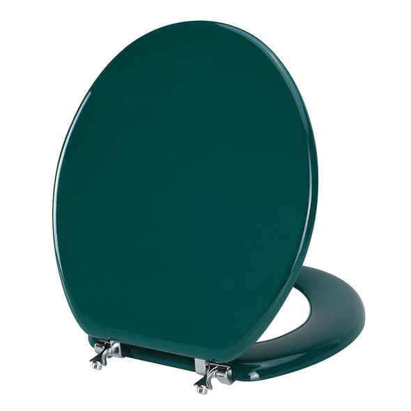 WC-Sitz aus geformtem Holz Naturholz-WC-Sitz mit Zinklegierungsscharnieren, einfach zu installieren und leicht zu reinigen (Grün)