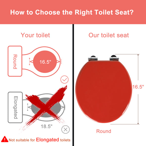 WC-Sitz aus geformtem Holz Naturholz-WC-Sitz mit Zinklegierungsscharnieren, einfach zu installieren und leicht zu reinigen (rot)