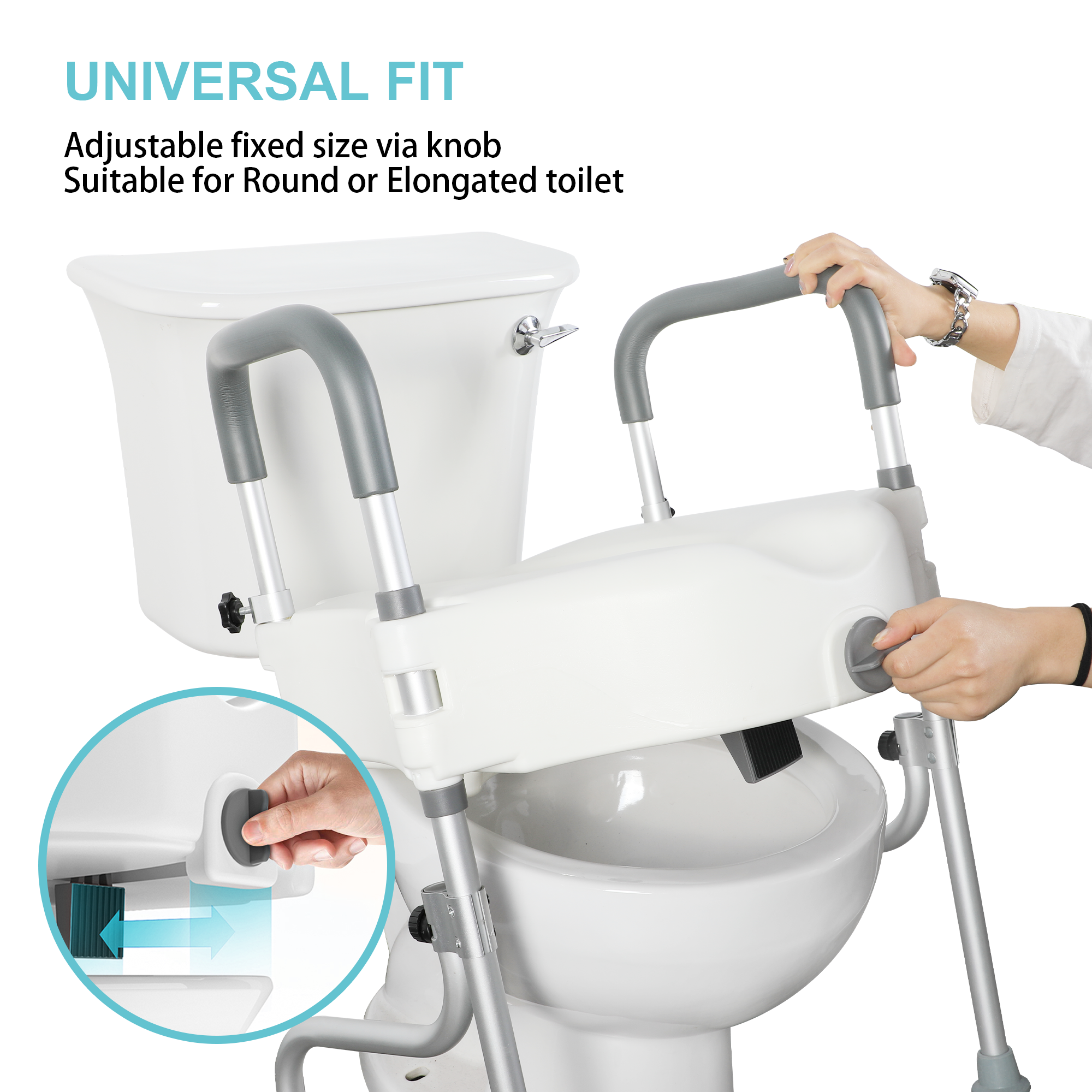 Toilettensitzerhöhung mit Armlehnen 10 cm groß, wc sitzerhöhung für  senioren, behinderten wc haltegriff, Toilettenaufsatz für Senioren
