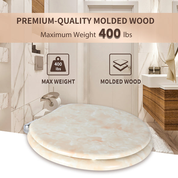 Marble Wood Toilet Seat Round or Elongated Beige