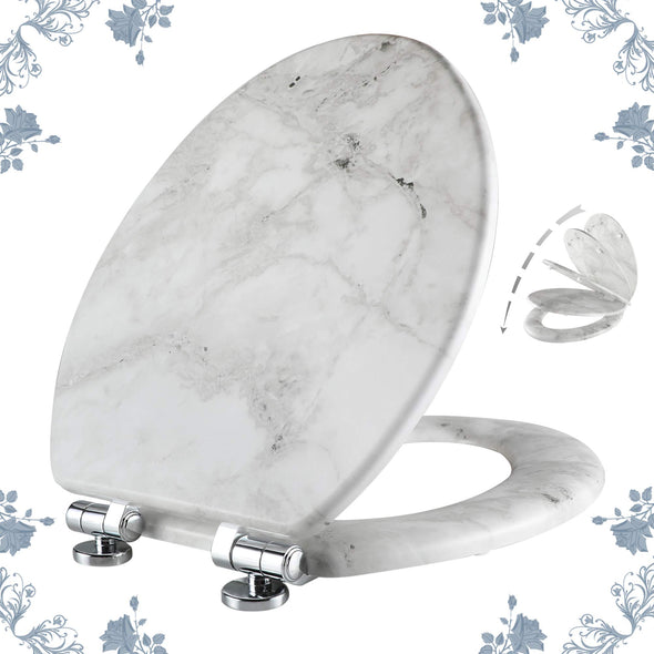 Marble Wood Toilet Seat Round or Elongated Grey
