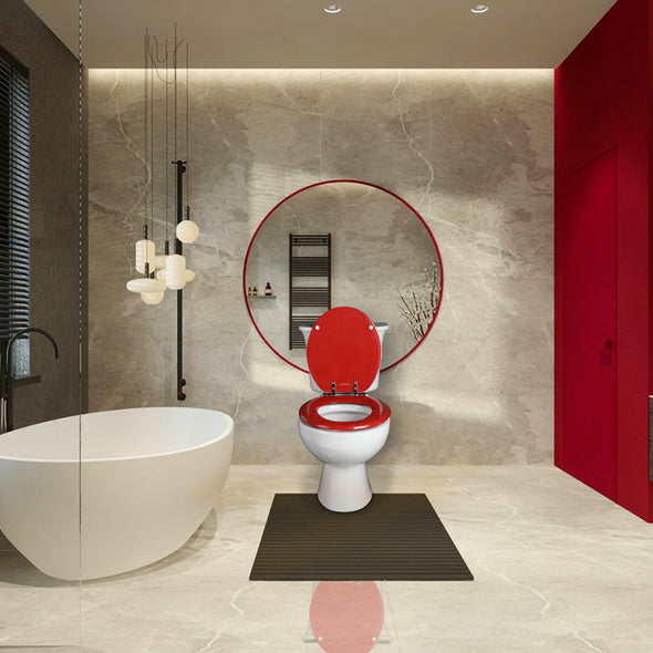 WC-Sitz aus geformtem Holz Naturholz-WC-Sitz mit Zinklegierungsscharnieren, einfach zu installieren und leicht zu reinigen (rot)
