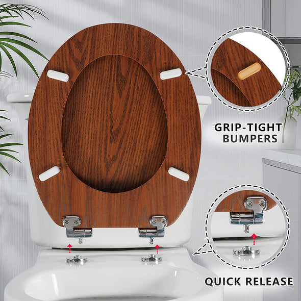 Wooden Toilet Seat Cover Wood Toliet Seat Brown Wood Grain