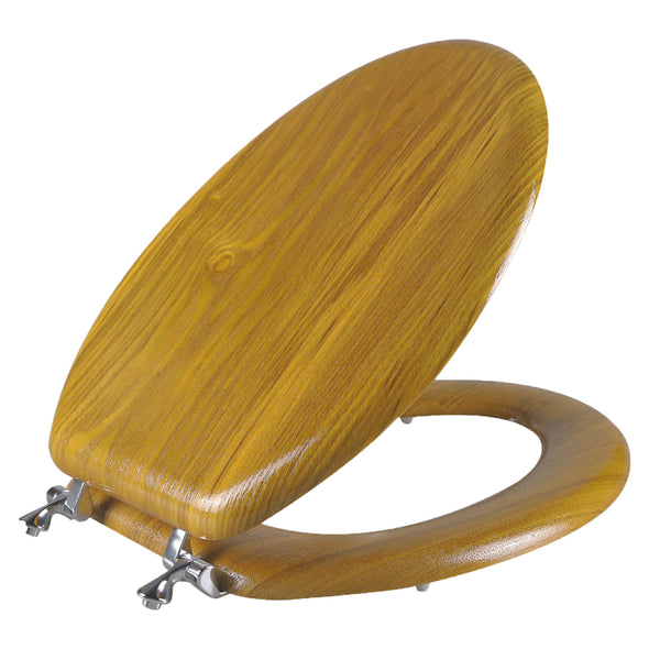 WC-Sitz aus Naturholz, rund oder länglich, mit leise schließenden und schnell lösbaren Scharnieren, einfach zu installieren, auch leicht zu reinigen (Grasgelb)