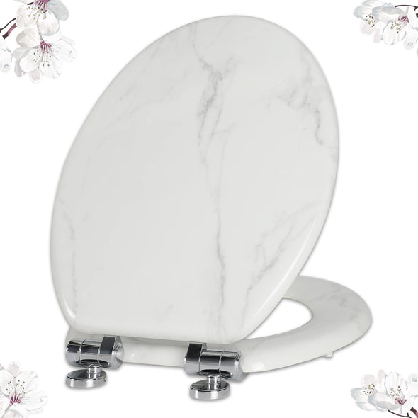 Marble Wood Toilet Seat Round or Elongated White