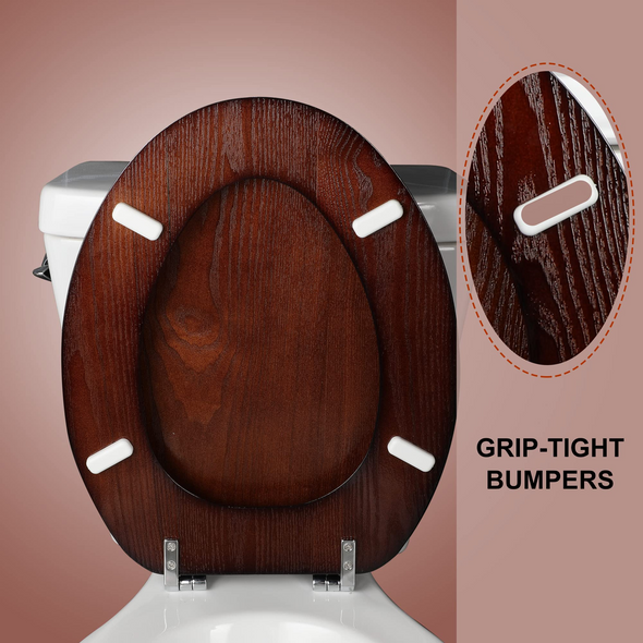 Natural Wood Toilet Seat Round or Elongated Dark Walnut